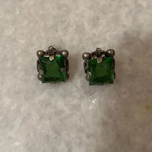 Vintage green glass earrings